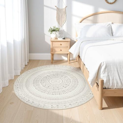 cotiled 5x5 Round Rug 5ft Circle Living Room Boho Area Rugs - color: Light Brown/Cream, size: 5' (Round)