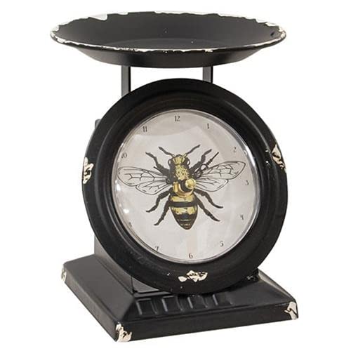 First of a Kind Vintage Scale Clock - Vintage Tabletop Clock for Farmhouse - Mid-Century Style, Metal Vintage Scale Clock for Kitchen & Living Room Decoration… (Black) - color: Black