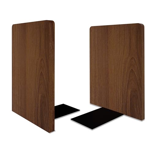 Myluxi Wooden Bookends for Shelves,Heavy Duty Walnut Book End 7x5x4in 1Pair - color: Square-1pair