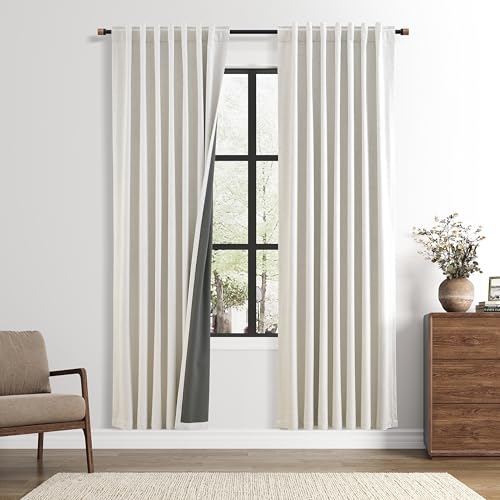 Nanspring 100% Blackout Linen Curtains for Bedroom 50x80 Inches Natural - color: Natural, size: 50"W x 80"L (Pack of 2)