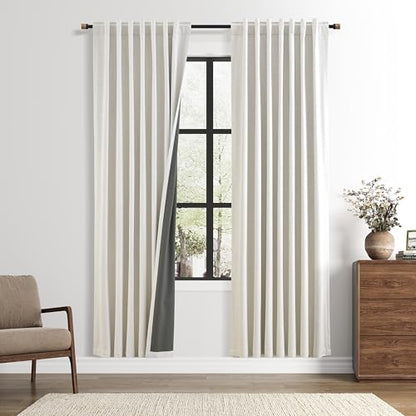 Nanspring 100% Blackout Linen Curtains for Bedroom 50x80 Inches Natural - color: Natural, size: 50"W x 80"L (Pack of 2)