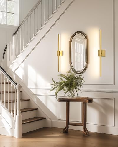 Rayogale Gold Battery Operated Wall Sconces with Remote Control - color: Gold, size: 24 Inch(2 Pack)