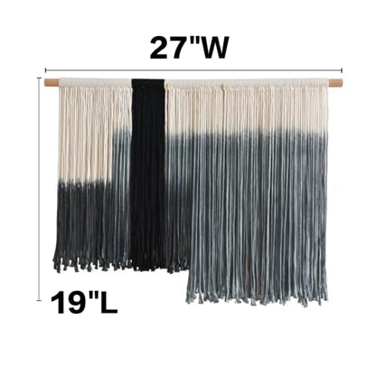 Macrame Wall Hanging Grey Dip Dye Boho Fiber Art for Bedroom 27"W x 19"L - color: Grey, size: 27"W*19"L