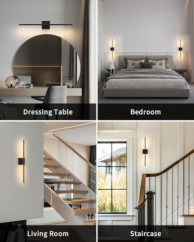 KDG Black 23.6" Cordless Wall Sconces Set of 2, Wireless LED Wall Lamps - color: Black - 2 Pack (23.6 inch)