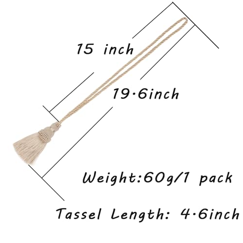 4 Pack Curtain Tie Backs Rope Tassels for Curtain Holdback - color: Khaki, size: 4p