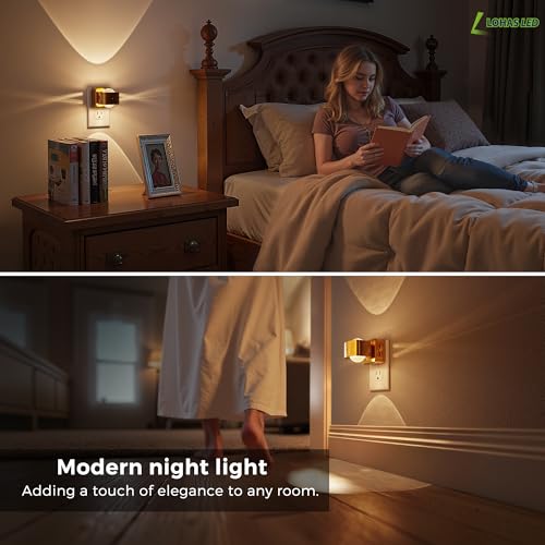 L LOHAS LED Night Light Projector, Night Lights Plug into Wall Light Sensor - color: Gold
