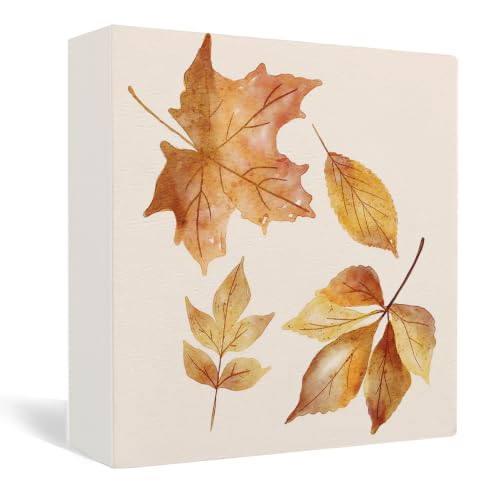 Fall Maple Leaf Wooden Box Sign Desk Decor,Fall Home Room Decor - color: Fall Maple Leaf