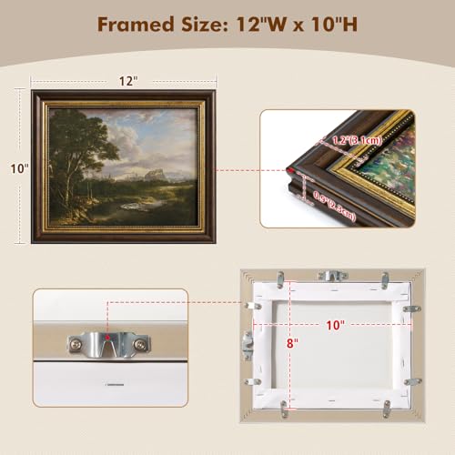 Small Framed Landscape Canvas Wall Art – Rustic Countryside River Scene - color: 07, size: 12"L x 10"W