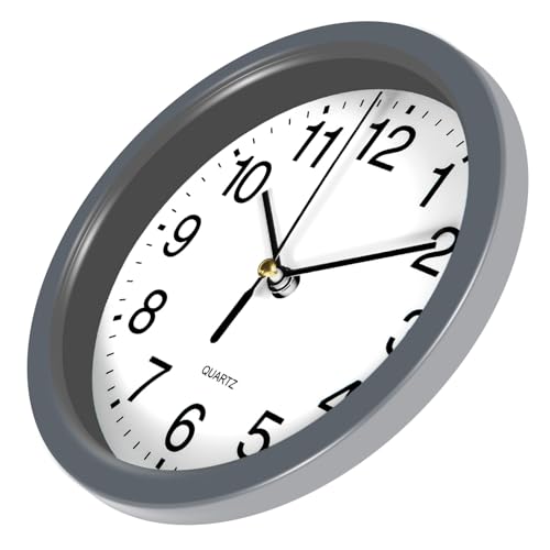 Silent Wall Clock Non Ticking, 6 Inch Wall Clocks Battery Operated, Small Analog Clock for Bedroom Home Office Kitchen Bathroom School, Easy to Read(Gray) - color: Gray