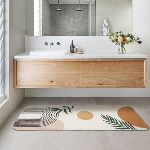Boho Bathroom Runner Rug Non Slip, Large Long Bathroom Rugs Cute Bath Mat for Bedroom Hallway Kitchen, Soft Washable Shower Rug - color: Orange, size: 1'5" X 3'11" (Rectangular)