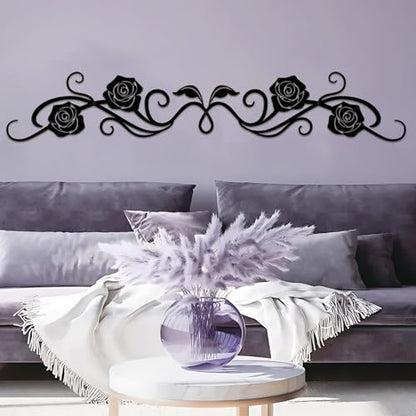 ESTART Metal Rose Scroll Wall Decor, Long Iron Scroll Vine Wall Art - color: Rose Scroll