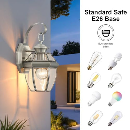 Solid Brass Outdoor Wall Light Fixtures, 12.6" - color: Brushed Nickel - 1 Pack, size: 12.6 inch