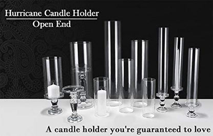 CYS EXCEL 2 PCS (H:18" D:4") Open Ended Glass Hurricane Candleholder Tube Shade | Open Flame Candle Chimney Tube Cover | Bottomless Cylinder - size: 4" wide x 18" tall
