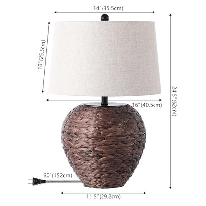 JONATHAN Y Alaro Table Lamp Woven Water Hyacinth Basket 24.5", Dark Brown - color: Dark Brown
