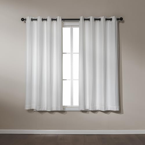 Amazon Basics Chenille Room Darkening Curtains, Light Filtering Window Drapes for Bedroom and Living Room, 2-Panel Set with Grommets, 42" W × 63" L, White Solid - color: White, size: 42"W x 63"L (Pack of 2)