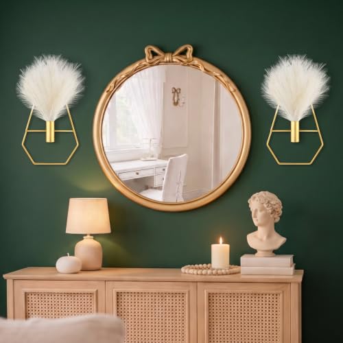 Peryiter 2 Pcs Gold Wall Decor Boho Pampas Metal Hanging Planters, Vase - style: Vase