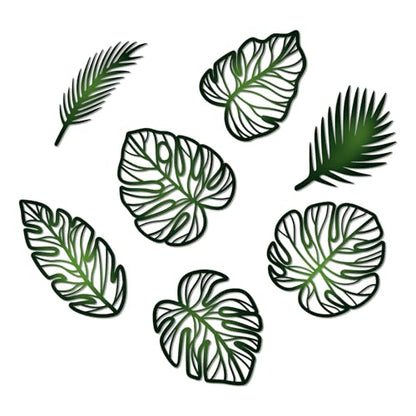 Zzbakress 7 Pcs Palm Tree Wall Art Leaves Wall Decor Tropical Wall Art Jungle Nursery Decor Monstera Room Decoration for Farmhouse Home Kitchen Bedroom Garden (Green)