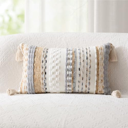 Kevin Textile Boho Tufted 14x24 Inch Lumbar Pillow Cover 1 Pack, Beige - color: Beige, size: 24" x 14" (Pack of 1)