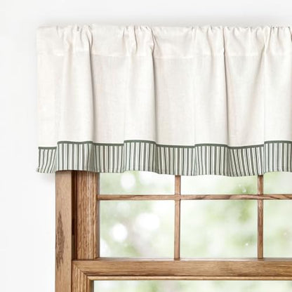 Striped Linen Valances for Windows 54x15 Inch for Rustic Farmhouse Decor