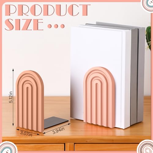 Harloon 4 Pcs Boho Arch Bookends Rainbow Wooden Book Ends, Bright Color - color: Bright Color