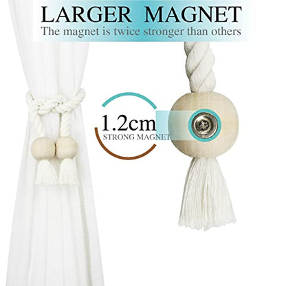 Magnetic Curtain Tiebacks Decorative Tie Back Drapes Holdbacks Nieffeiy - color: Cream