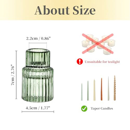 Hewory Taper Candle Holders Bulk, 10PCS Green Glass Candlestick Holders - color: Green, size: 10PCS