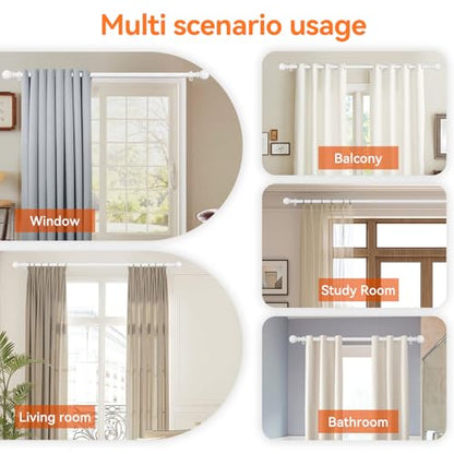 White Curtain Rods for Windows 28-48 Inch,5/8"Adjustable Small Curtain Rod - color: White, size: 28-48"(1 Pack)