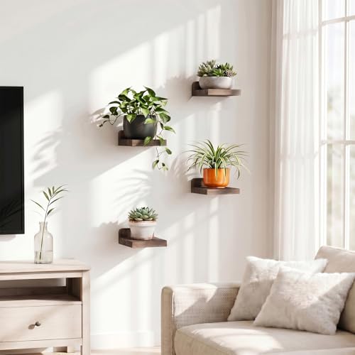 Fixwal Small Floating Shelves for Wall (Dark Carbonized, Set of 4, 5 Inch) - color: Dark Carbonized Black, size: 5 inches