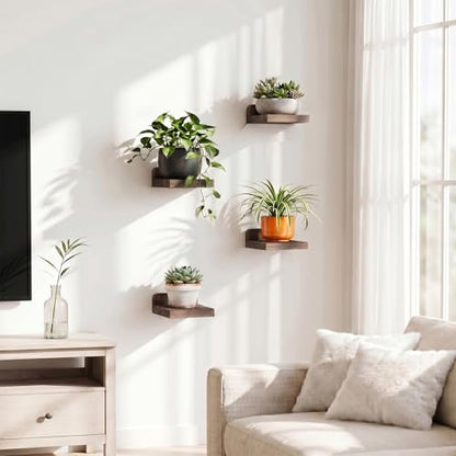 Fixwal Small Floating Shelves for Wall (Dark Carbonized, Set of 4, 5 Inch) - color: Dark Carbonized Black, size: 5 inches