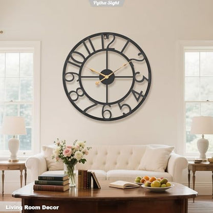 Pytha Sight 18 Inch Black Arabic Numerals Large Wall Clocks for Living Room - color: Black Arabic, size: 18 Inch