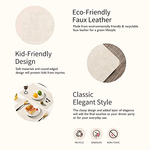 Maxpearl Faux Leather Placemats Set of 6, Easy to Clean, Beige - color: Beige