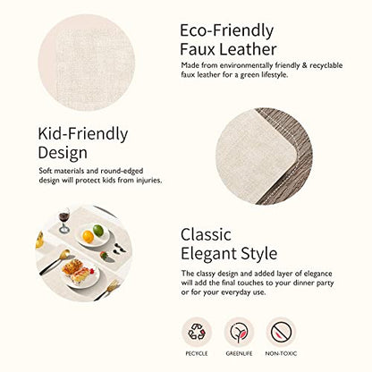 Maxpearl Faux Leather Placemats Set of 6, Easy to Clean, Beige - color: Beige