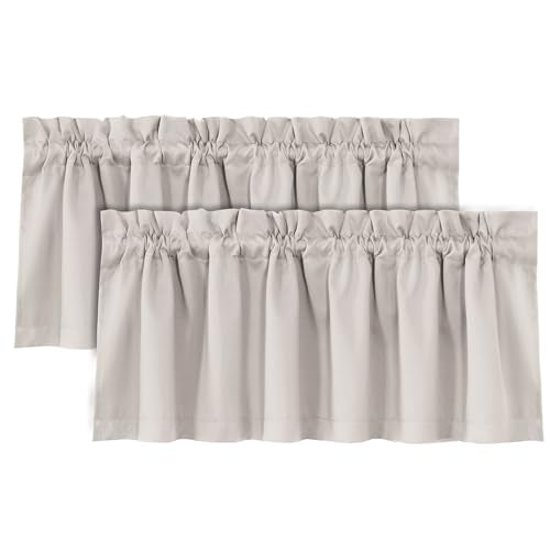 H.VERSAILTEX 100% Blackout Valances for Windows,Short Curtains for Windows/Kitchen/Bathroom/Living Room/Bedroom Thermal Insulated Rod Pocket,2 Pack, 52" x 18", Pumice Stone - color: Pumice Stone