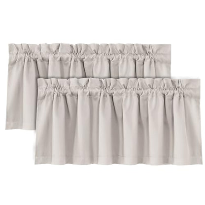 H.VERSAILTEX 100% Blackout Valances for Windows,Short Curtains for Windows/Kitchen/Bathroom/Living Room/Bedroom Thermal Insulated Rod Pocket,2 Pack, 52" x 18", Pumice Stone - color: Pumice Stone
