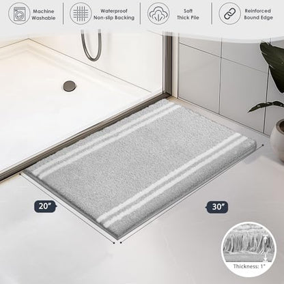 PURRUGS Bathroom Rug, Bath Mat, 20" x 30", Light Grey - color: Light Grey, size: 20" X 30"