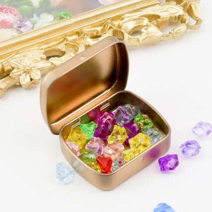 4pcs Rose Gold Empty Hinged Tin Box Metal Tins Storage Box - color: Rose Gold