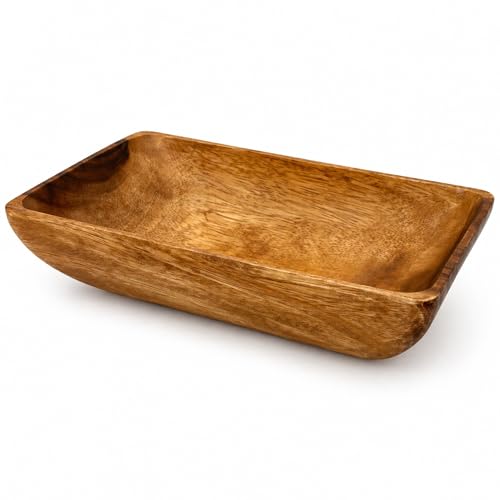Handcrafted Acacia Wood Rectangular Bowl – Made in Hawaii – Eco-Friendly Wooden Serving Dish – Durable, Food-Safe, Heat-Resistant – Flared Design – Multiple Sizes (10x6x2 inch) - size: 10x6x2 inch