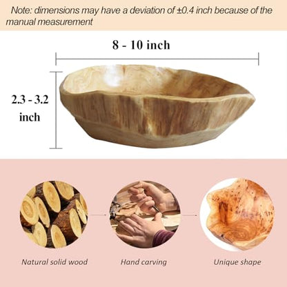 Wooden Bowl Decorative Wood Fruit Bowl (8"-10" Diameter) - size: 8"-10" Diameter