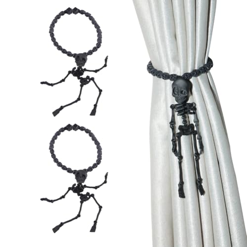 2Pcs Black Skeleton Magnetic Curtain Tieback