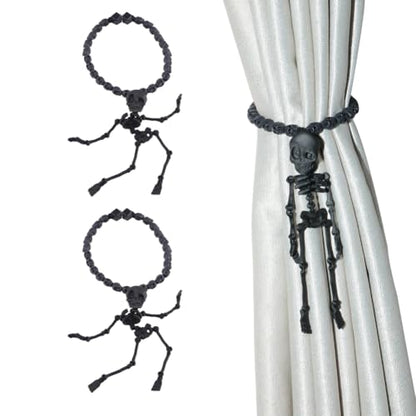 2Pcs Black Skeleton Magnetic Curtain Tieback