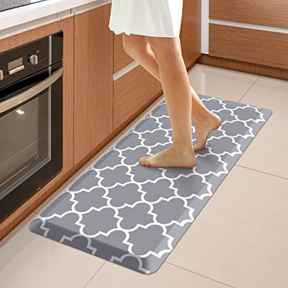 WISELIFE Kitchen Runner Rugs Anti-Fatigue mats, 17.3" x 39", 4/5 Inch, Grey - color: Stylish Grey, size: 39"L x 17.3"W x 0.8"Th