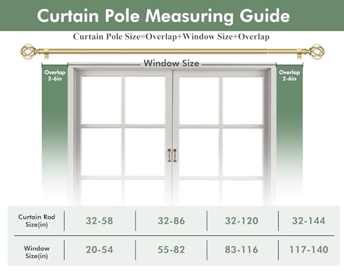 USFOOK Gold Curtain Rod 32 to 58, Window Treatment Rods with Brackets - color: Gold, size: 32-58"