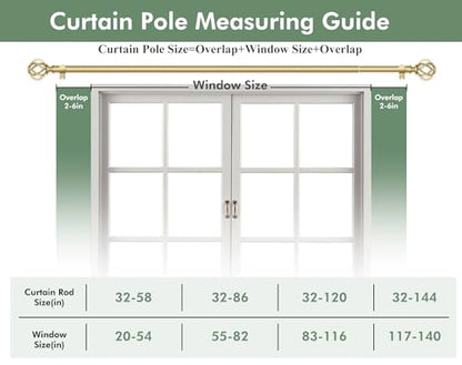 USFOOK Gold Curtain Rod 32 to 58, Window Treatment Rods with Brackets - color: Gold, size: 32-58"