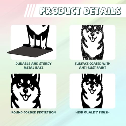 Peacoblue 5.3"x4.3"x7.9" Metal Bookends, Heavy Duty Book Ends for Shelves - style: Cute Shiba Inu