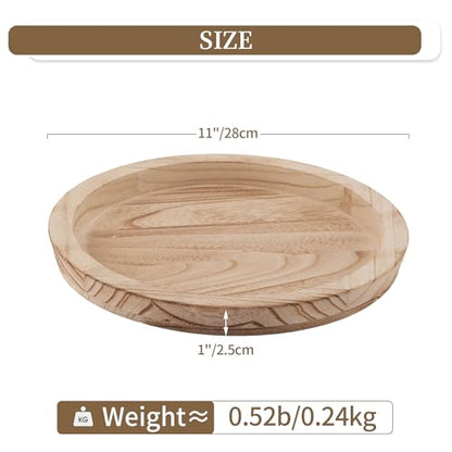 Hanobe Wooden Decortaive 커피 테이블 트레이, 원형 캔들 홀더 센터피스 - color: 라이트 번트 우드