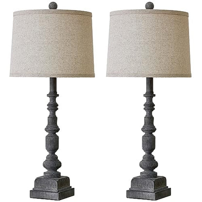 Oneach 27.75" Farmhouse Table Lamps Set of 2 for Living Room, USB A+C Port - color: Gray