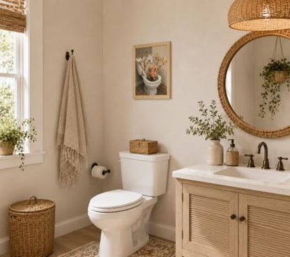 Framed Toilet Flower Canvas Wall Art Poster Prints 12×16In 1P Can Be Hung - color: bathroom-2, size: 12×16in