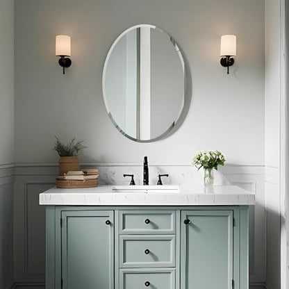 Bathroom Mirror for Over Sink 16" x 24" Oval Frameless Wall Mirror - size: 16"L x 24"W