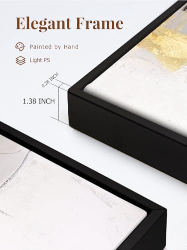 SAFERRYHOME Framed Abstract Black and Gold Modern Wall Art, Large 24"x36"x2 - color: Black Gold 2, size: 24" x 36" x 2 Panel Framed