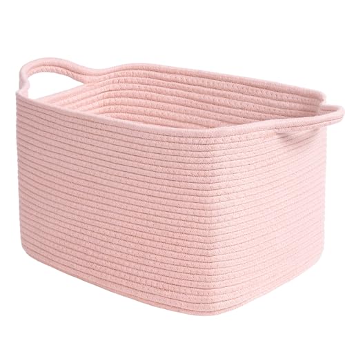 Goodpick Woven Storage Basket for Shelves, 13" x 10" x 9", Pink - color: Pink, size: 13"L x 10"W x 9"H
